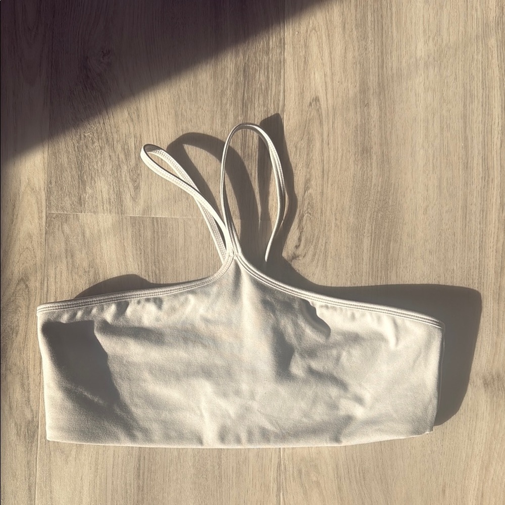 CSB Light Gray IM Serenity Strappy One Shoulder Crop.